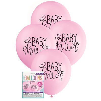 8pk Baby Shower Latex Balloons Pink 1