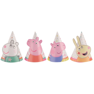 8pk Peppa Pig Confetti Mini Party Cone Hats