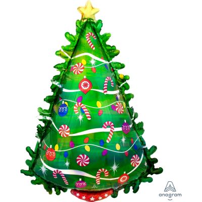 91cm Holographic Green Christmas Tree Foil Balloon