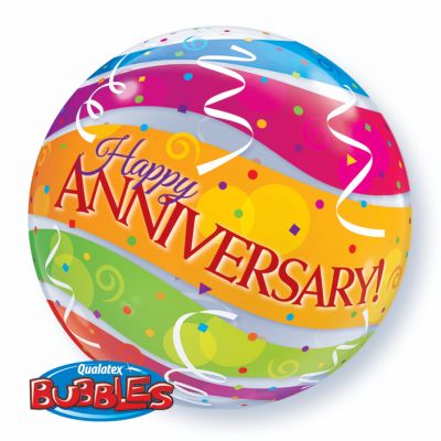 Anniversary Colourful Bands Bubble Balloon