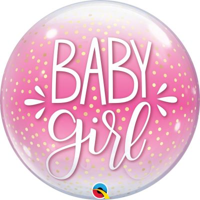 Baby Girl Pink Confetti Bubble Balloon