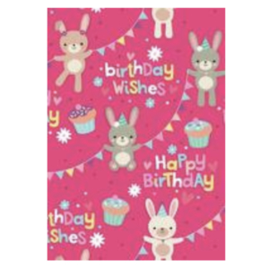 Birthday Wishes Cute Rabbit Folded Wrap