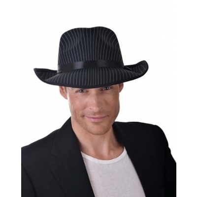 Black Gangster Deluxe Pinstripe Hat
