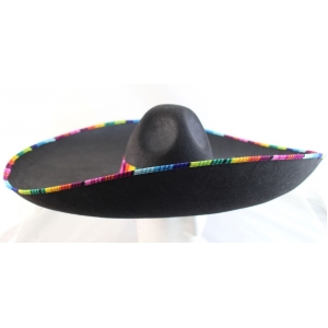 Black Mexican Hat with Colour Striped