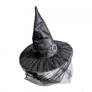 Black Witches Hat with Silver Sparkles