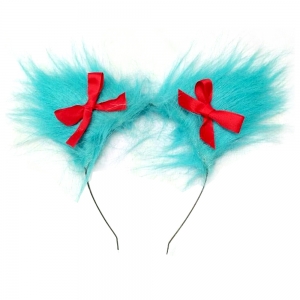 Blue Cat Headband with Red Bows