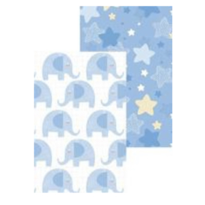 Blue Elephants 2 Side Design Folded Wrap
