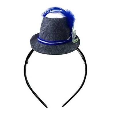Blue Mini Fedora Beer Hat on Headband