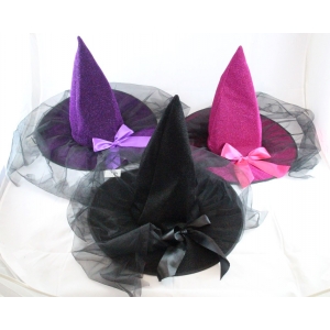 Coloured Witches Hat with Matching Bow