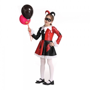 Girls Black Red Harlequin Costume
