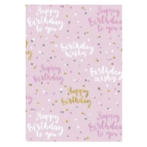 Happy Birthday Light Pink Folded Wrap