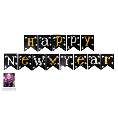 Happy New Year Black & Gold Bunting