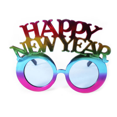 Happy New Year Metallic Party Glasses Rainbow