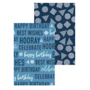 Hooray Happy Birthday Blue 2 Side Design Folded Wrap