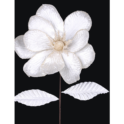 Ivory Magnolia Poinsettia Stem with Leaf 2