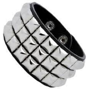 Leather Silver Stud Wristband