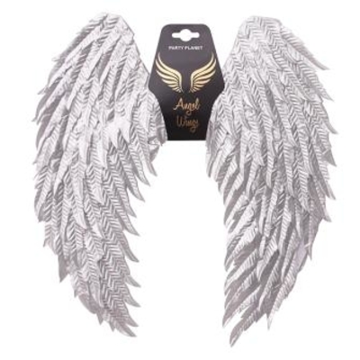 Metallic Silver Angel Wings 60 x 45 cm