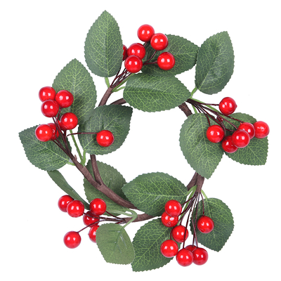 Mini Candle Wreath with Red Berries 8cm