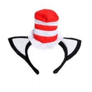 Mini Red White Striped Top Hat on Headband