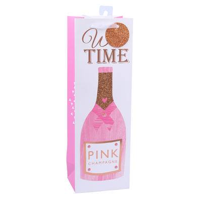 Pink Foil Glitter Wine Bag