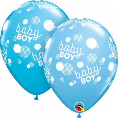 Qualatex 30cm Baby Girl Pale Blue Robins Egg Dots Latex Balloons