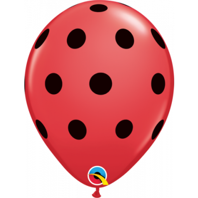 Qualatex 30cm Big Polka Dots Red with Black Dots Latex Balloons