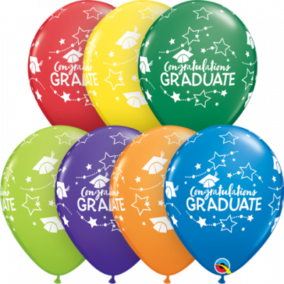Qualatex 30cm Congratulations Graduate Stars Latex Balloons