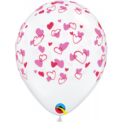 Qualatex 30cm Red Pink Heart Clear Latex Balloons
