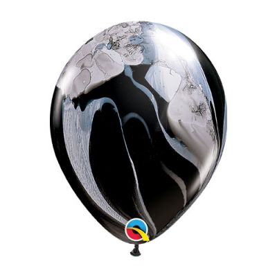 Qualatex 30cm SuperAgate Black White Latex Balloons