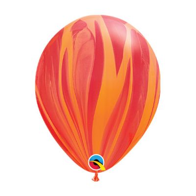 Qualatex 30cm SuperAgate Red Orange Latex Balloons
