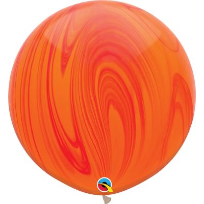 Qualatex 75cm SuperAgate Orange Red Latex Balloon
