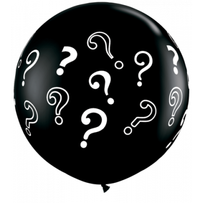 Qualatex 90cm Onyx Black Question Marks Latex Balloon
