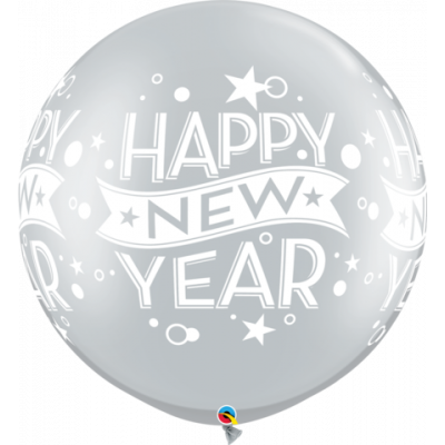 Qualatex 90cm Silver New Years Confetti Dots Latex Balloon