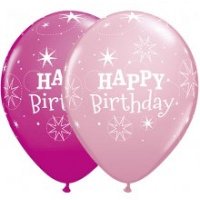 Qualatex Birthday Sparkle Pink Wildberry Latex Balloons