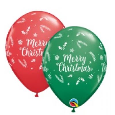 Qualatex Christmas Evergreen Green Red Latex Balloon