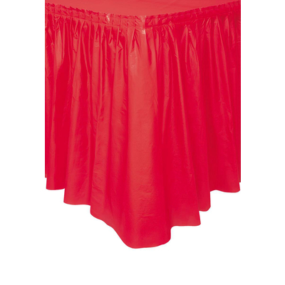 Ruby Red Plastic Tableskirt 73cm x 4.3m 1
