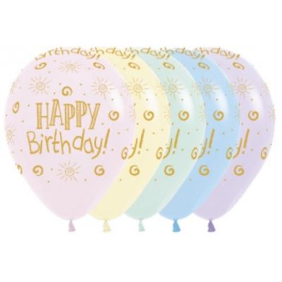 Sempertex 30cm Happy Birthday Matte Pastel Latex Balloons