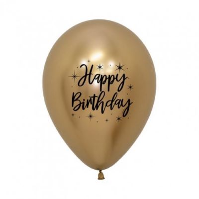 Sempertex 30cm Happy Birthday Radiant Chrome Gold Latex Balloons
