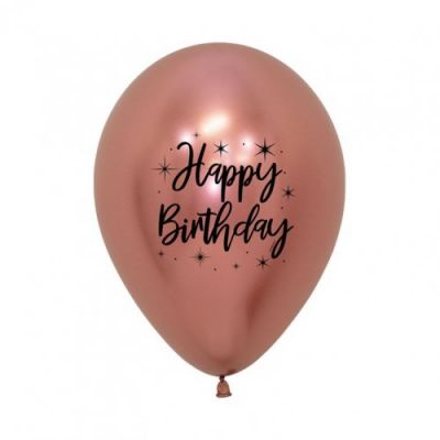 Sempertex 30cm Happy Birthday Radiant Chrome Rose Gold Latex Balloons