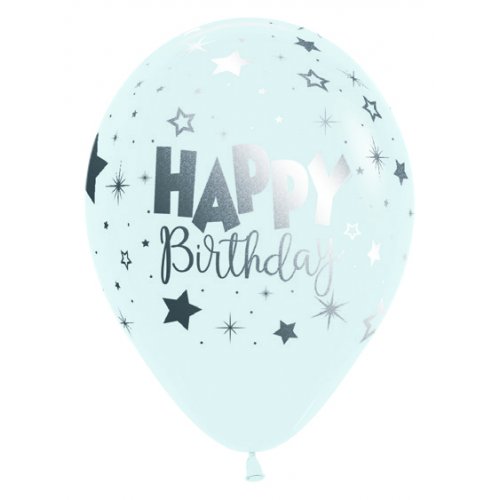 Sempertex 30cm Happy Birthday Radiant Fashion White Latex Balloons