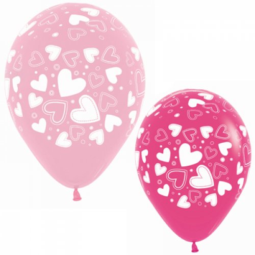 Sempertex 30cm Pinks Hearts Latex Balloons