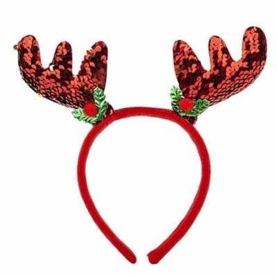 Sequin Red Reindeer Headband