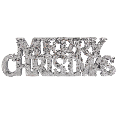 Silver Merry Christmas Sign 30 x 10 x 2.4 cm
