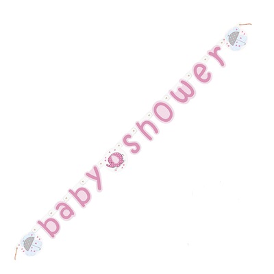Umbrellaphant Baby Shower Pink Jointed Banner 1.6m 1