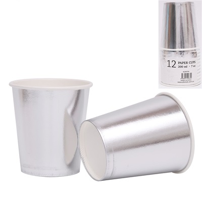 12pk 200ml Silver Foiled Cups