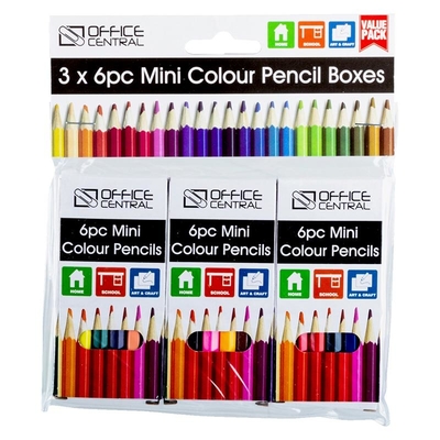 3 x 6pcs Mini Colouring Pencils
