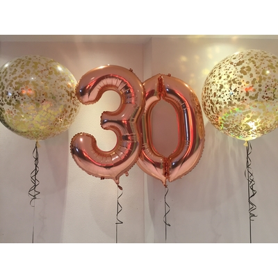 30th with Jumbo Confetti Balloon Bouquet