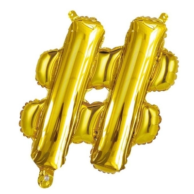 35cm Gold Hashtag Foil Balloon