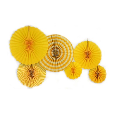 6pk Yellow Plain Stripe Decoration Fans