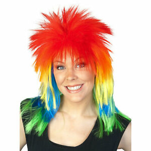 80s Rainbow Mullet Wig